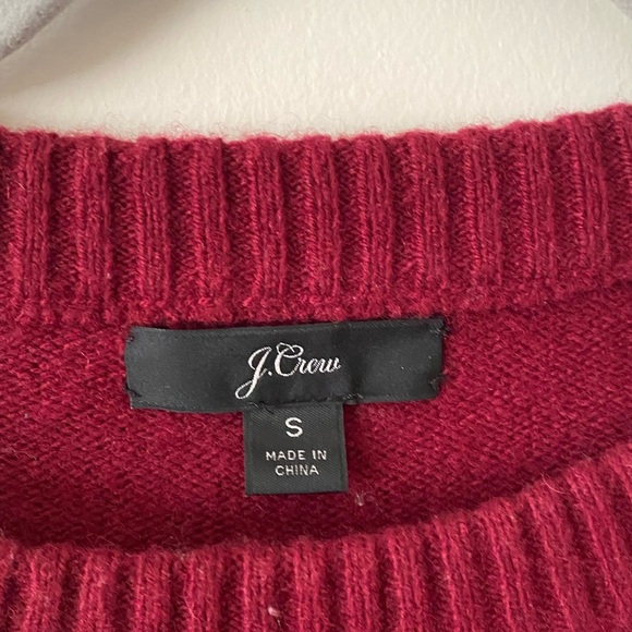 J.Crew Burgundy Wool Blend Pull Over Jewel Buttons Crew Neckline Sweater - Picture 5 of 8